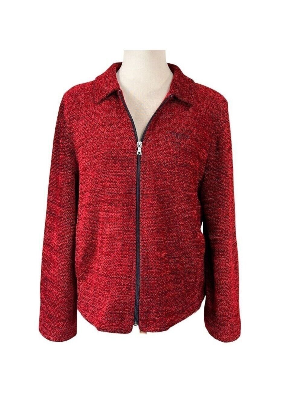 Glensport Authentic Travel Wear Red Chenille Full Zip Jacket Size 12P
